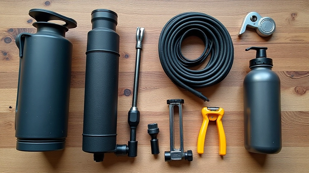 Kit essenziale di riparazione bicicletta con pompa, camera d'aria e leve per copertone